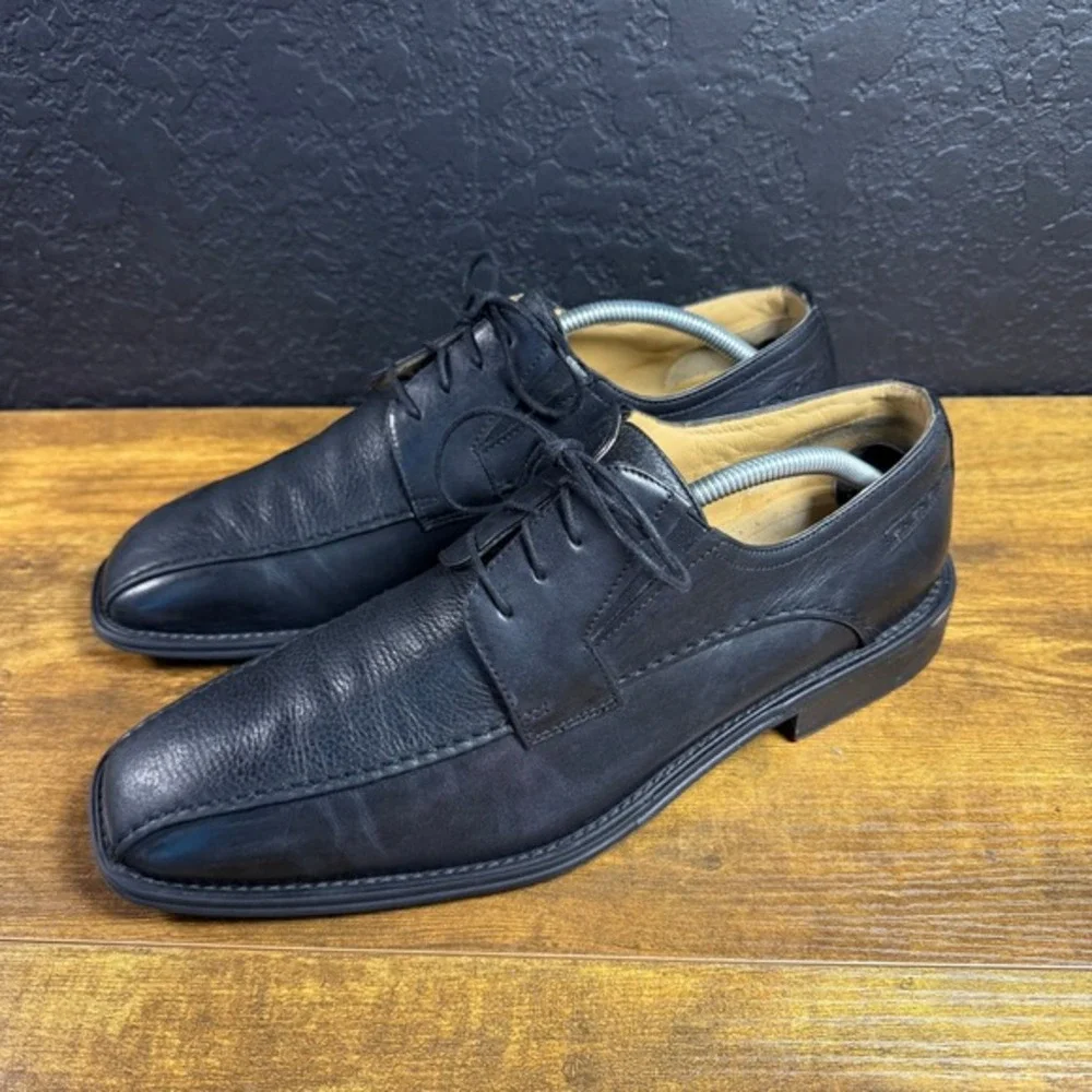 Brass Boot Walking Gloves Black Leather Square Toe Oxford Dress Shoes Mens 10.5M
